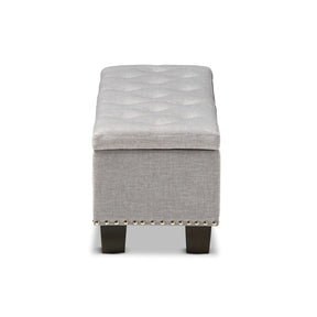 Baxton Studio Hannah Modern and Contemporary Grayish Beige Fabric Upholstered Button-Tufting Storage Ottoman Bench Baxton Studio-benches-Minimal And Modern - 5