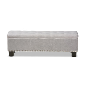 Baxton Studio Hannah Modern and Contemporary Grayish Beige Fabric Upholstered Button-Tufting Storage Ottoman Bench Baxton Studio-benches-Minimal And Modern - 6