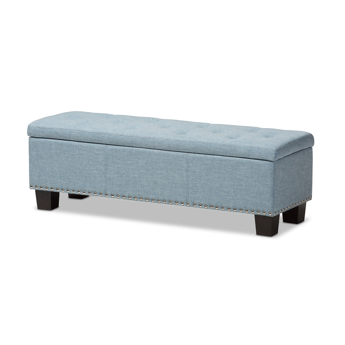 Baxton Studio Hannah Modern and Contemporary Light Blue Fabric Upholstered Button-Tufting Storage Ottoman Bench Baxton Studio-benches-Minimal And Modern - 2
