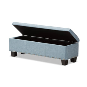 Baxton Studio Hannah Modern and Contemporary Light Blue Fabric Upholstered Button-Tufting Storage Ottoman Bench Baxton Studio-benches-Minimal And Modern - 3