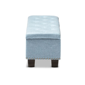 Baxton Studio Hannah Modern and Contemporary Light Blue Fabric Upholstered Button-Tufting Storage Ottoman Bench Baxton Studio-benches-Minimal And Modern - 5