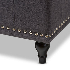 Baxton Studio Kaylee Modern Classic Dark Grey Fabric Upholstered Button-Tufting Storage Ottoman Bench Baxton Studio-benches-Minimal And Modern - 8