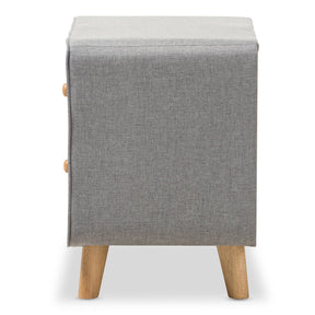 Baxton Studio Jonesy Mid-Century Grey Fabric Upholstered 2-Drawer Nightstand Baxton Studio-nightstands-Minimal And Modern - 4