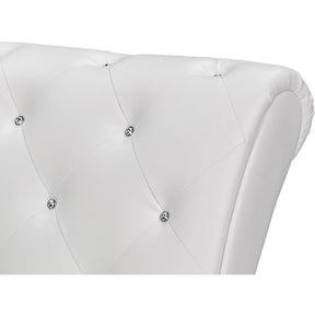 Baxton Studio Pease Contemporary White Faux Leather Upholstered Crystal Button Tufted Chaise Lounge Baxton Studio-chairs-Minimal And Modern - 4