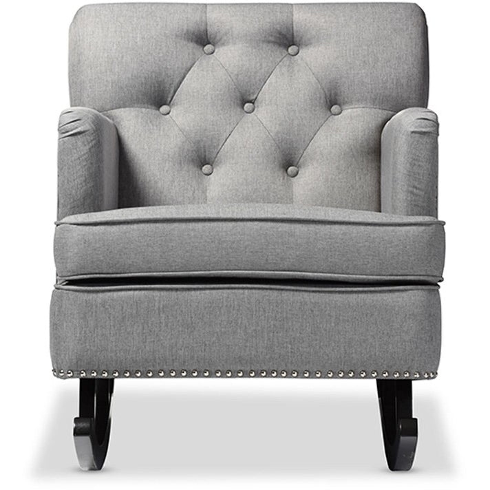 Baxton Studio Bethany Modern and Contemporary Grey Fabric Upholstered Button-tufted Rocking Chair Baxton Studio--Minimal And Modern - 1