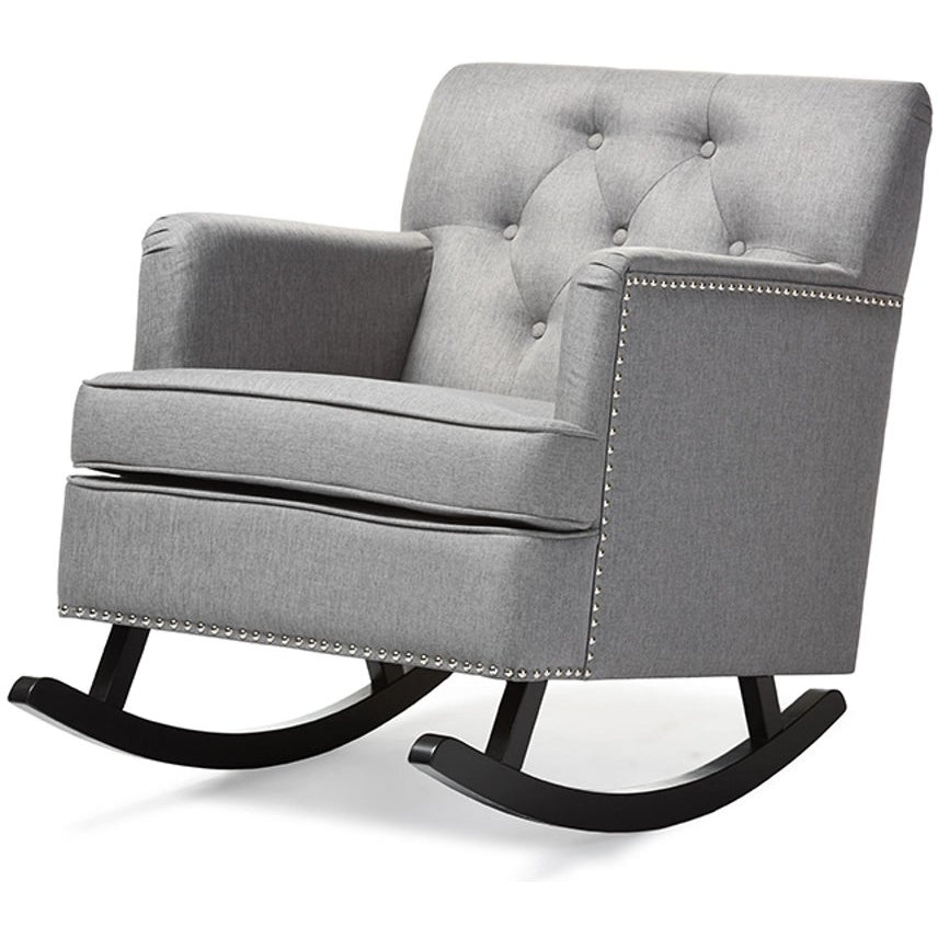 Baxton Studio Bethany Modern and Contemporary Grey Fabric Upholstered Button-tufted Rocking Chair Baxton Studio--Minimal And Modern - 2