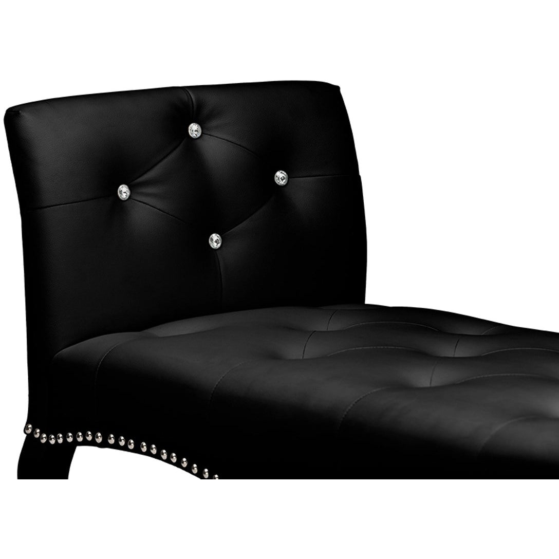 Baxton Studio Kristy Modern and Contemporary Black Faux Leather Classic Seating Bench Baxton Studio-benches-Minimal And Modern - 4