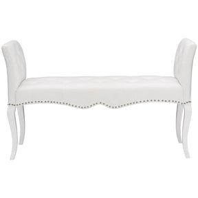 Baxton Studio Kristy Modern and Contemporary White Faux Leather Classic Seating Bench Baxton Studio-benches-Minimal And Modern - 1
