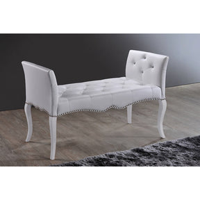 Baxton Studio Kristy Modern and Contemporary White Faux Leather Classic Seating Bench Baxton Studio-benches-Minimal And Modern - 5