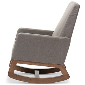 Baxton Studio Yashiya Mid-century Retro Modern Grey Fabric Upholstered Rocking Chair Baxton Studio--Minimal And Modern - 3