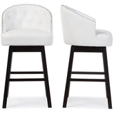 Baxton Studio Avril Modern and Contemporary White Faux Leather Tufted Swivel Barstool with Nail heads Trim (Set of 2) Baxton Studio-Bar Stools-Minimal And Modern - 1