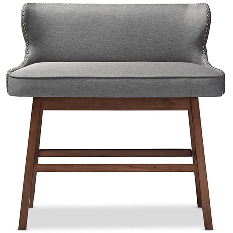 Baxton Studio Gradisca Modern and Contemporary Grey Fabric Button-tufted Upholstered Bar Bench Banquette Baxton Studio-Bar Stools-Minimal And Modern - 1