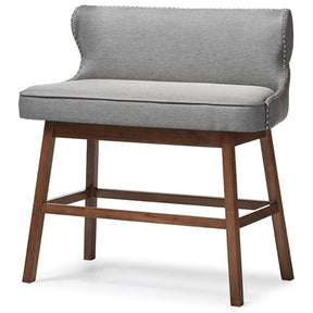 Baxton Studio Gradisca Modern and Contemporary Grey Fabric Button-tufted Upholstered Bar Bench Banquette Baxton Studio-Bar Stools-Minimal And Modern - 2
