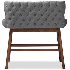 Baxton Studio Gradisca Modern and Contemporary Grey Fabric Button-tufted Upholstered Bar Bench Banquette Baxton Studio-Bar Stools-Minimal And Modern - 4