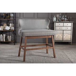 Baxton Studio Gradisca Modern and Contemporary Grey Fabric Button-tufted Upholstered Bar Bench Banquette Baxton Studio-Bar Stools-Minimal And Modern - 6