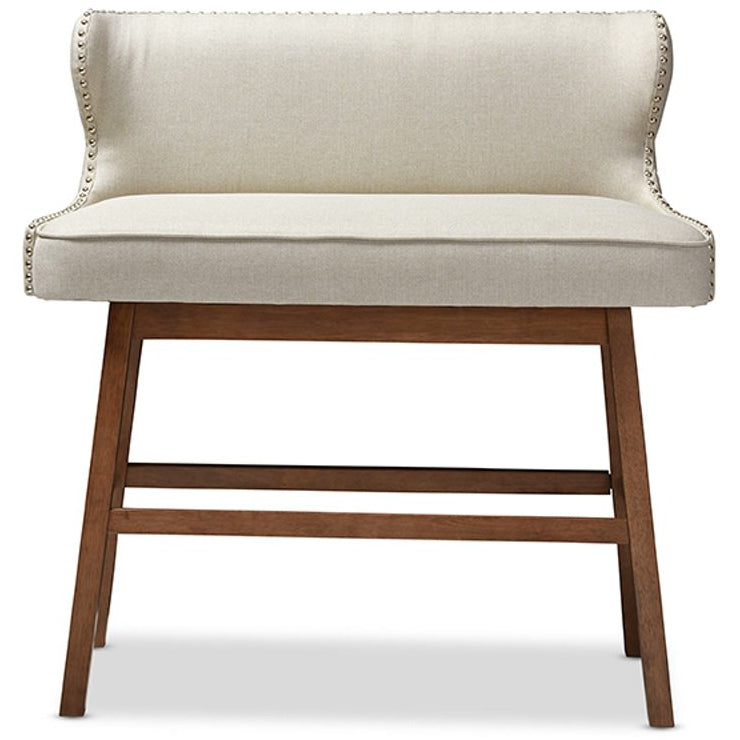 Baxton Studio Gradisca Modern and Contemporary Light Beige Fabric Button-tufted Upholstered Bar Bench Banquette Baxton Studio-Bar Stools-Minimal And Modern - 1