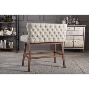 Baxton Studio Gradisca Modern and Contemporary Light Beige Fabric Button-tufted Upholstered Bar Bench Banquette Baxton Studio-Bar Stools-Minimal And Modern - 5