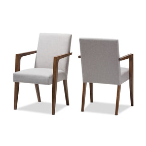 Baxton Studio Andrea Mid-Century Modern Greyish Beige Upholstered Wooden Armchair (Set of 2) Baxton Studio-chairs-Minimal And Modern - 2