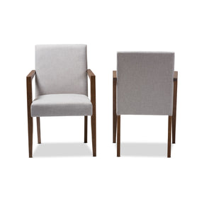 Baxton Studio Andrea Mid-Century Modern Greyish Beige Upholstered Wooden Armchair (Set of 2) Baxton Studio-chairs-Minimal And Modern - 3