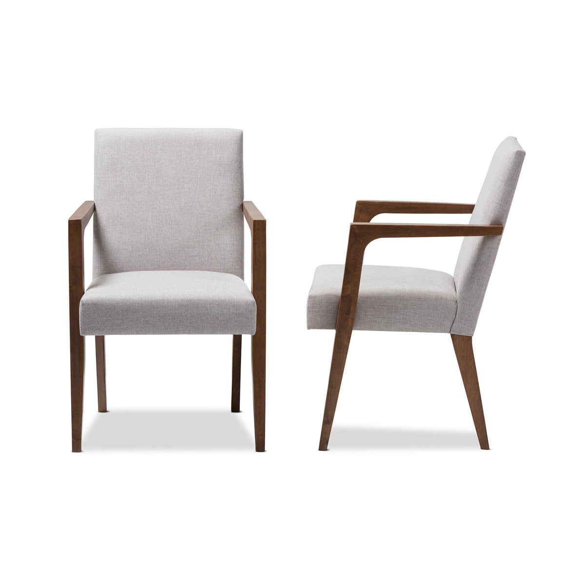 Baxton Studio Andrea Mid-Century Modern Greyish Beige Upholstered Wooden Armchair (Set of 2) Baxton Studio-chairs-Minimal And Modern - 4