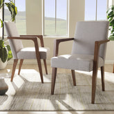 Baxton Studio Andrea Mid-Century Modern Greyish Beige Upholstered Wooden Armchair (Set of 2) Baxton Studio-chairs-Minimal And Modern - 1