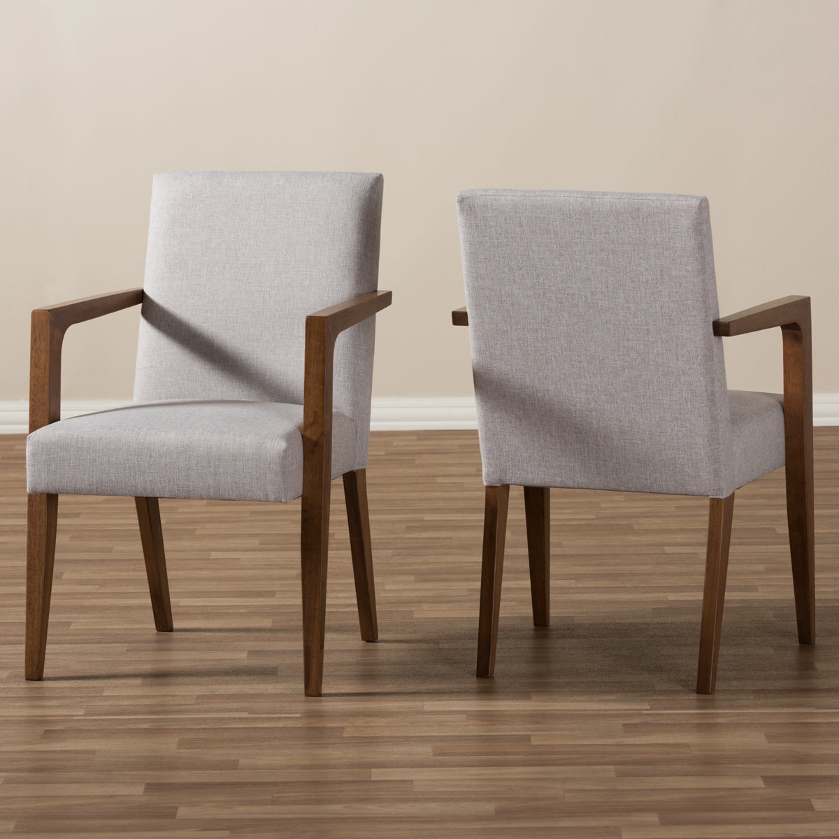 Baxton Studio Andrea Mid-Century Modern Greyish Beige Upholstered Wooden Armchair (Set of 2) Baxton Studio-chairs-Minimal And Modern - 5