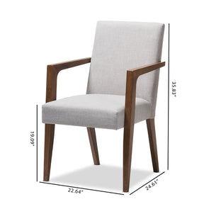 Baxton Studio Andrea Mid-Century Modern Greyish Beige Upholstered Wooden Armchair (Set of 2) Baxton Studio-chairs-Minimal And Modern - 6