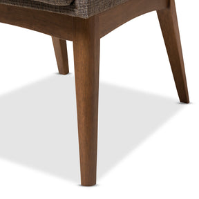 Baxton Studio Nexus Mid-Century Modern Walnut Wood Finishing and Gravel Fabric Upholstered Arm Chair (Set of 2) Baxton Studio-dining chair-Minimal And Modern - 6