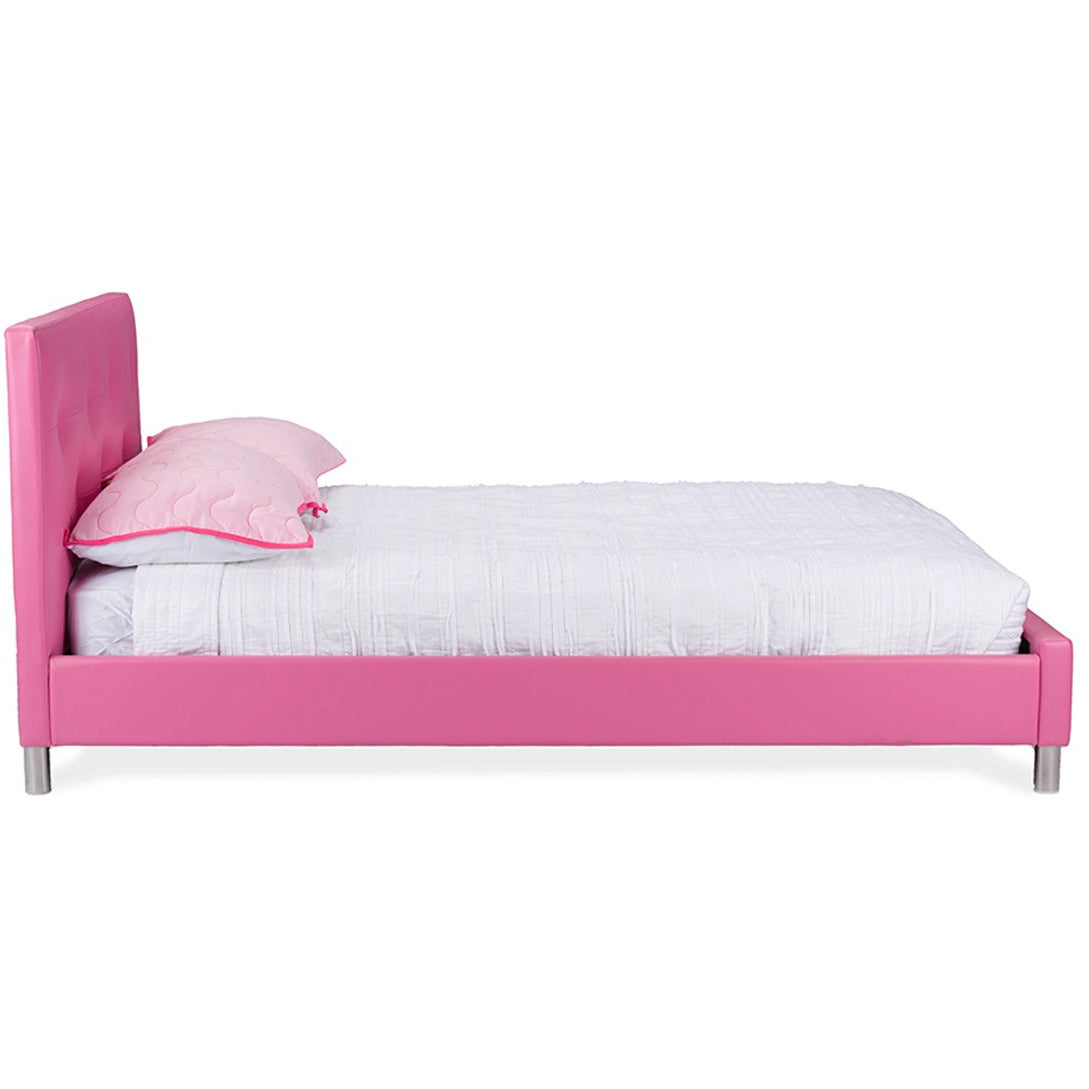 Baxton Studio Barbara Pink Leather Modern Full Size Bed with Crystal Button Tufting Baxton Studio-beds-Minimal And Modern - 4