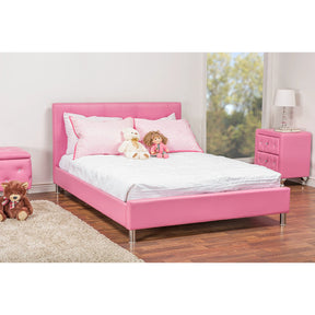 Baxton Studio Barbara Pink Leather Modern Full Size Bed with Crystal Button Tufting Baxton Studio-beds-Minimal And Modern - 5