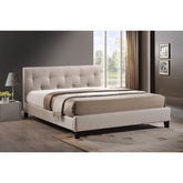 Baxton Studio Annette Light Beige Linen Modern Bed with Upholstered Headboard - Full Size Baxton Studio-beds-Minimal And Modern - 1