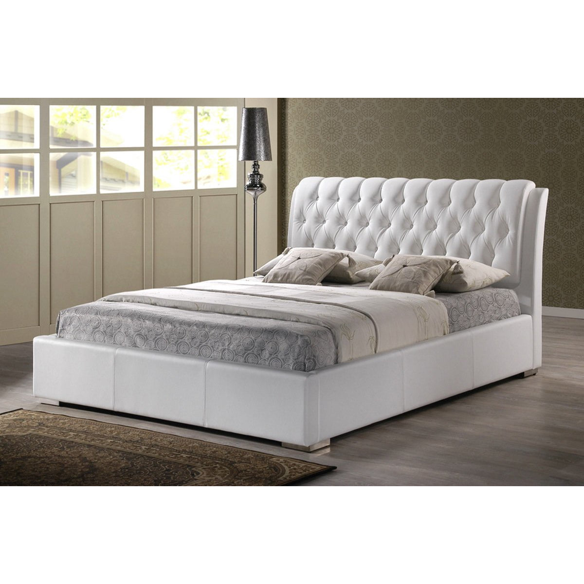 Baxton Studio Bianca White Modern Bed with Tufted Headboard (Queen Size) Baxton Studio-beds-Minimal And Modern - 1
