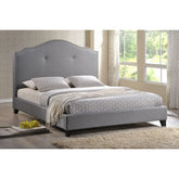 Baxton Studio Marsha Scalloped Gray Linen Modern Bed with Upholstered Headboard - Queen Size Baxton Studio-beds-Minimal And Modern - 1