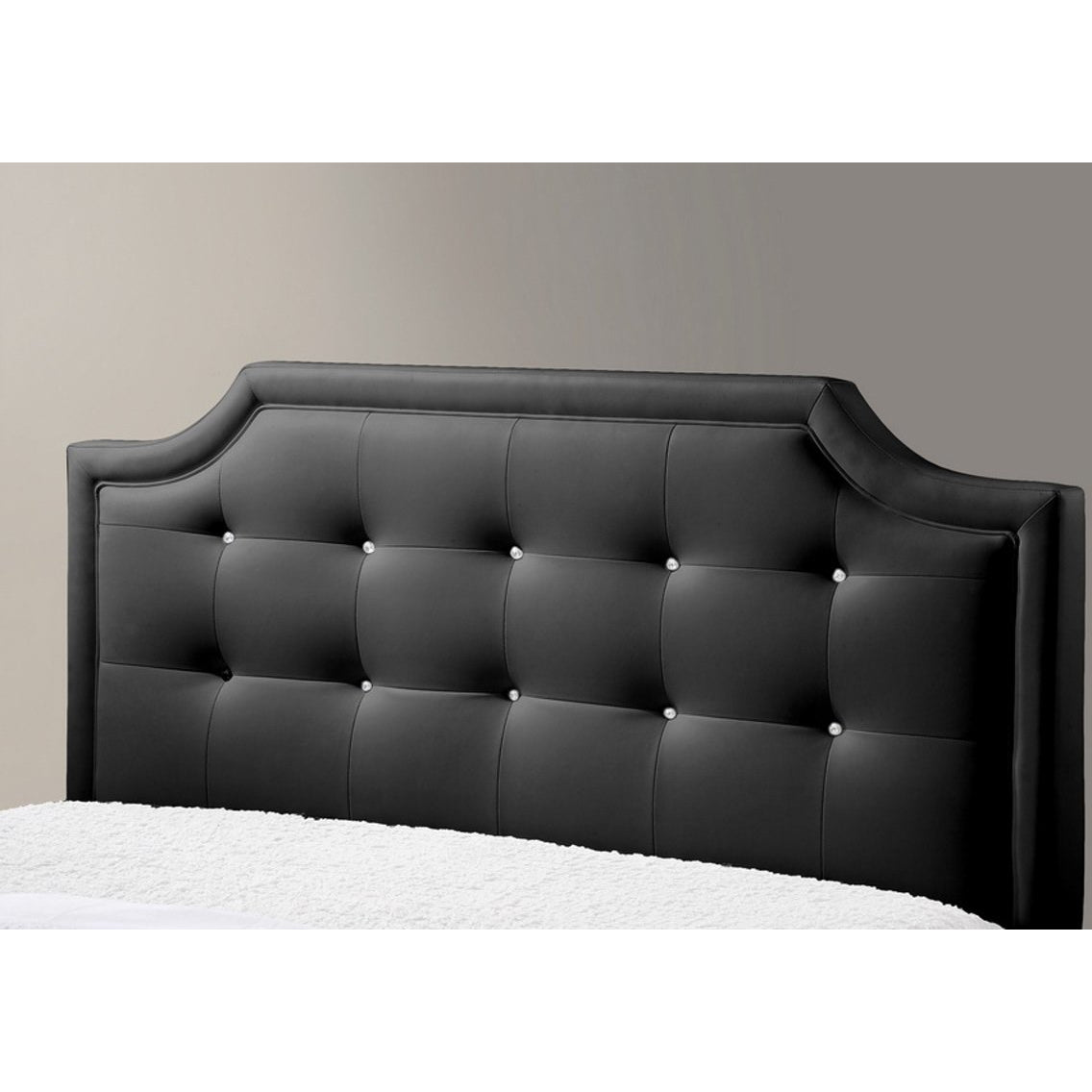 Baxton Studio Carlotta Black Modern Bed with Upholstered Headboard - Queen Size Baxton Studio-beds-Minimal And Modern - 2