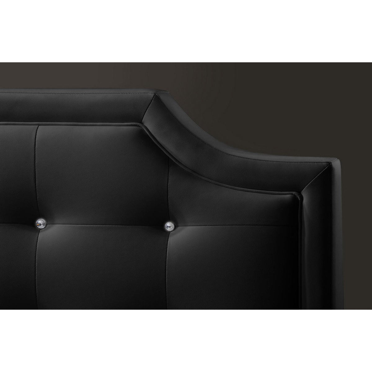 Baxton Studio Carlotta Black Modern Bed with Upholstered Headboard - Queen Size Baxton Studio-beds-Minimal And Modern - 3