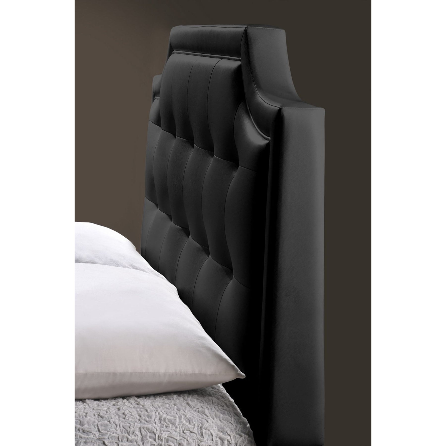 Baxton Studio Carlotta Black Modern Bed with Upholstered Headboard - Queen Size Baxton Studio-beds-Minimal And Modern - 5