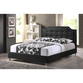 Baxton Studio Carlotta Black Modern Bed with Upholstered Headboard - Queen Size Baxton Studio-beds-Minimal And Modern - 1
