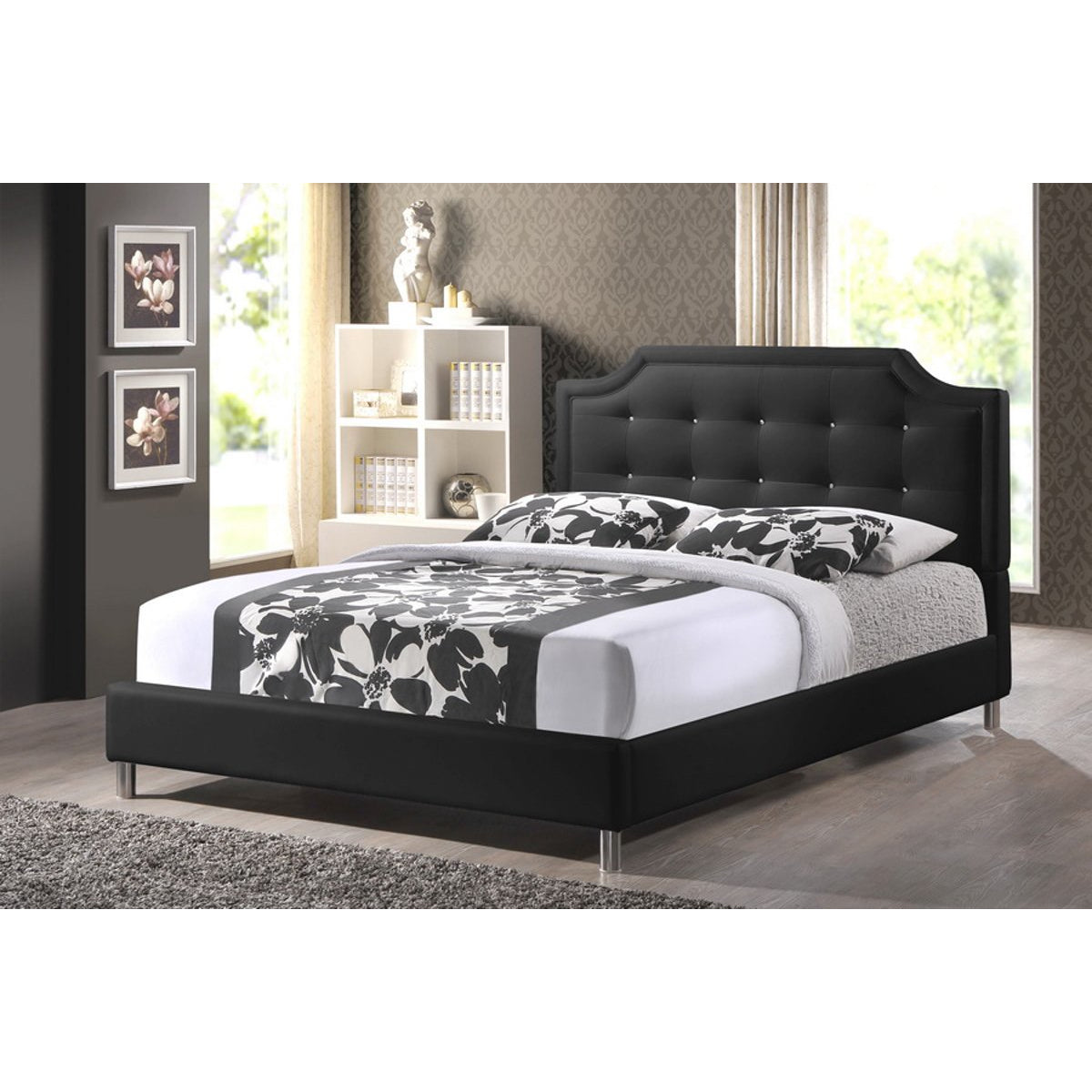 Baxton Studio Carlotta Black Modern Bed with Upholstered Headboard - King Size Baxton Studio-beds-Minimal And Modern - 1