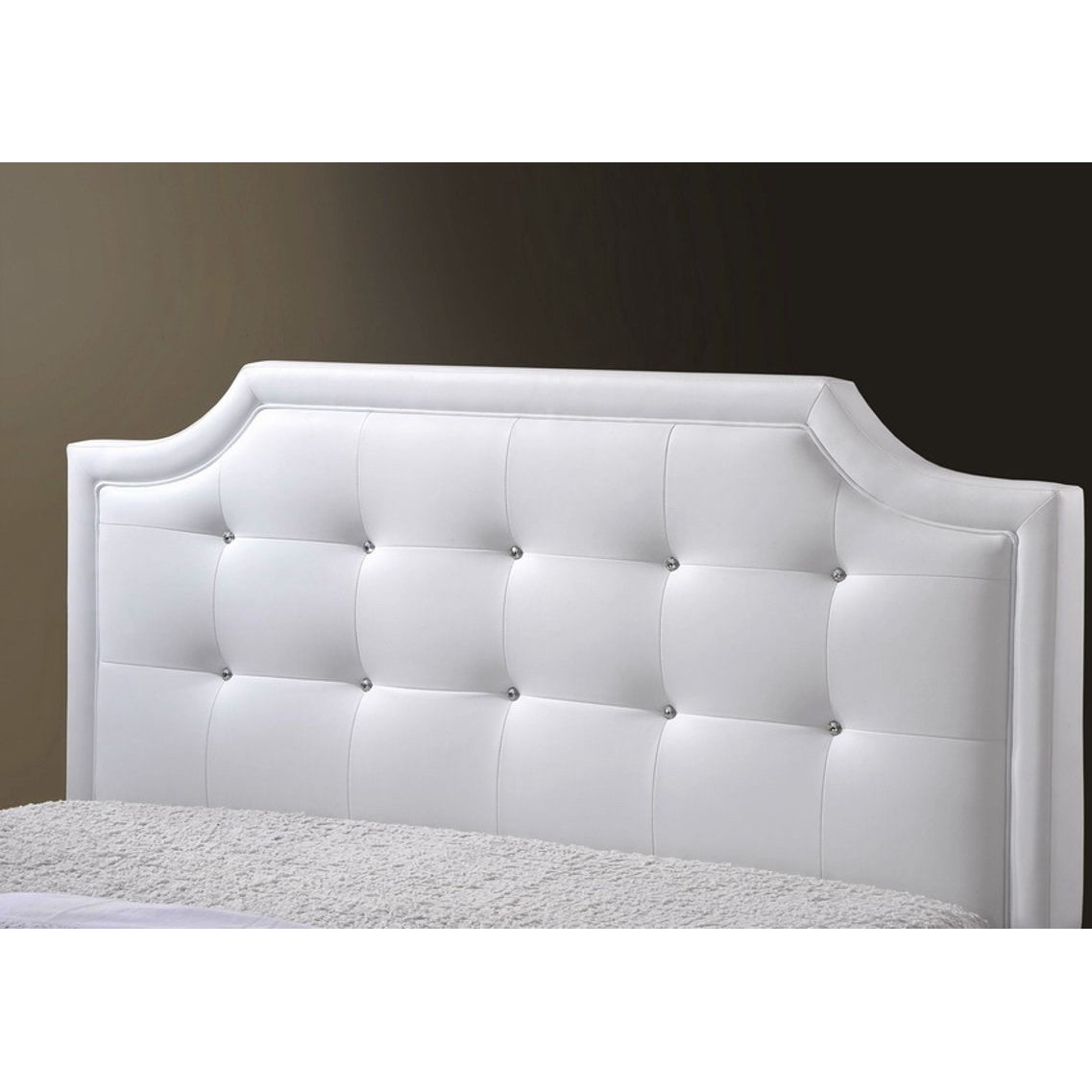 Baxton Studio Carlotta White Modern Bed with Upholstered Headboard - Full Size Baxton Studio-beds-Minimal And Modern - 2
