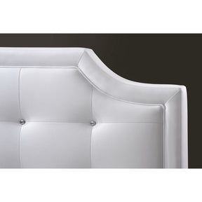 Baxton Studio Carlotta White Modern Bed with Upholstered Headboard - King Size Baxton Studio-beds-Minimal And Modern - 3