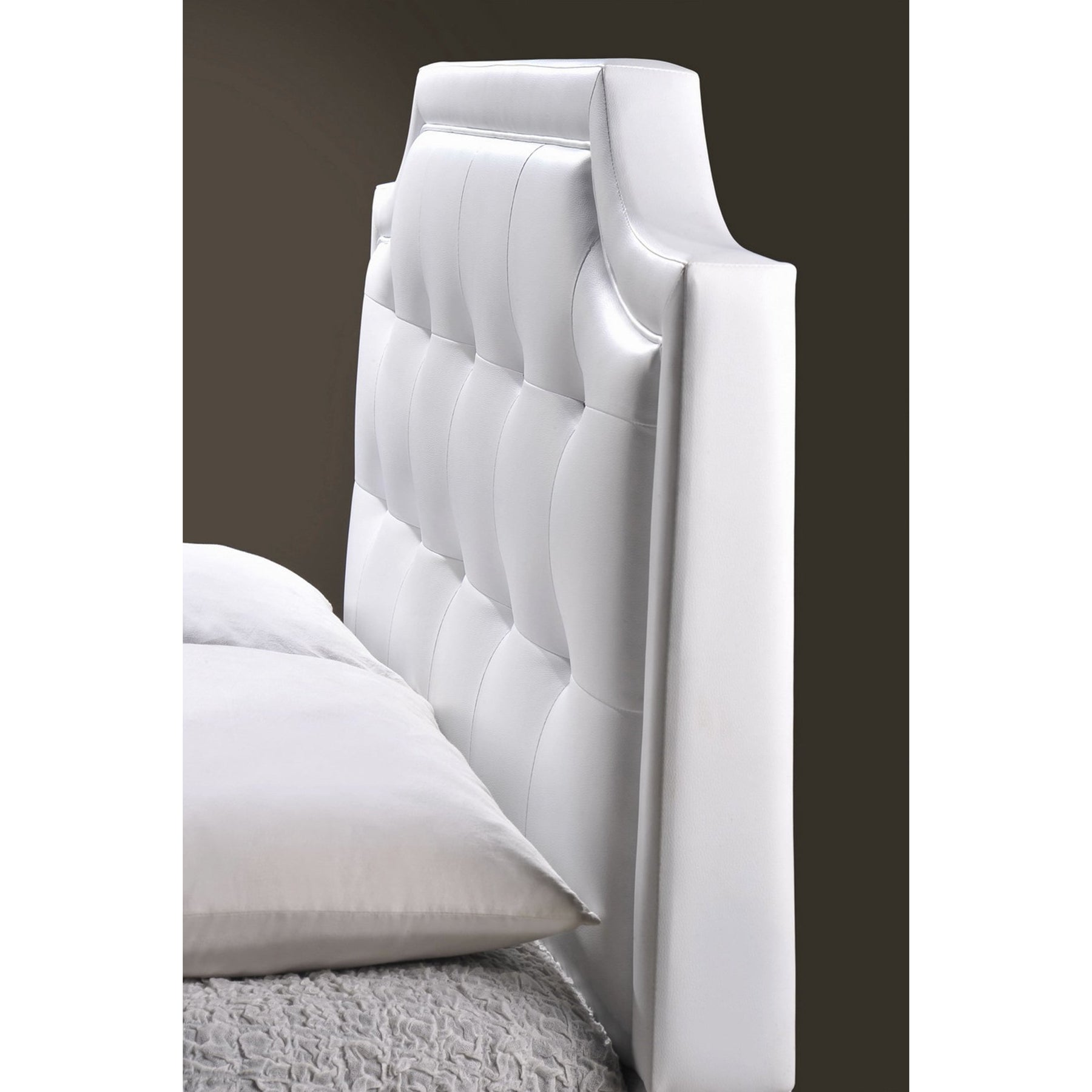 Baxton Studio Carlotta White Modern Bed with Upholstered Headboard - Full Size Baxton Studio-beds-Minimal And Modern - 5