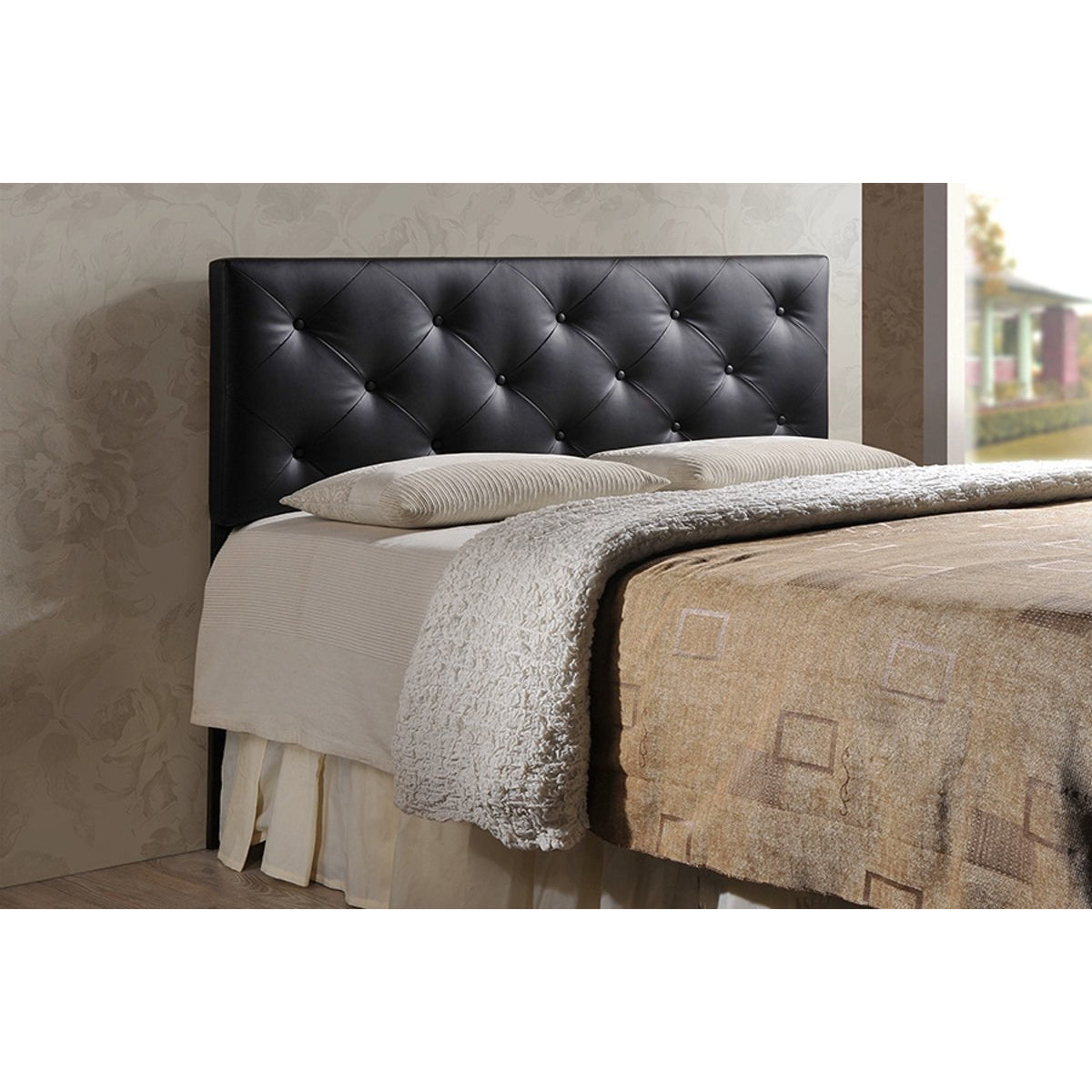 Baxton Studio Baltimore Modern and Contemporary King Black Faux Leather Upholstered Headboard Baxton Studio-Headboards-Minimal And Modern - 2