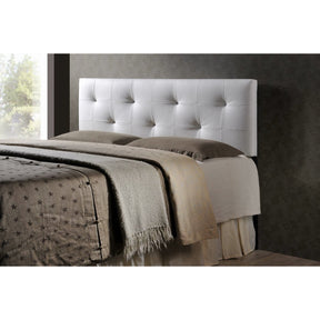 Baxton Studio Dalini Modern and Contemporary Queen White Faux Leather Headboard with Faux Crystal Buttons Baxton Studio-Headboards-Minimal And Modern - 1