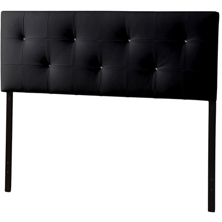 Baxton Studio Dalini Modern and Contemporary King Black Faux Leather Headboard with Faux Crystal Buttons Baxton Studio-Headboards-Minimal And Modern - 1