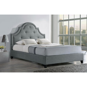 Baxton Studio Colchester Grey Linen Modern Platform Bed – King Size Baxton Studio-beds-Minimal And Modern - 1
