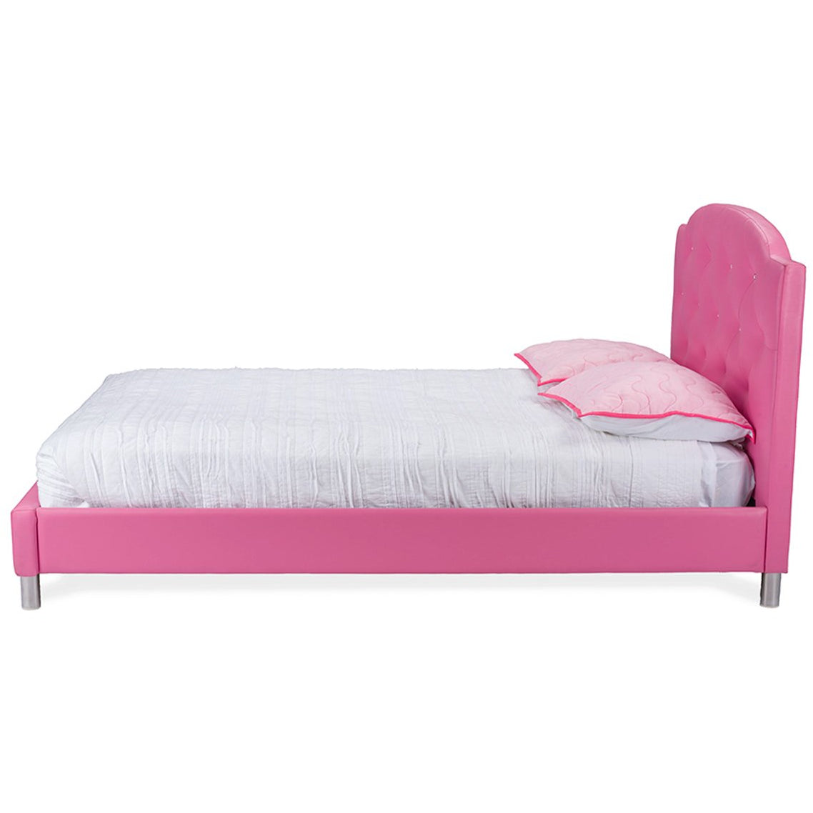 Baxton Studio Canterbury Pink Leather Contemporary Full-Size Bed Baxton Studio-Full Headboard-Minimal And Modern - 2