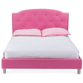 Baxton Studio Canterbury Pink Leather Contemporary Full-Size Bed Baxton Studio-Full Headboard-Minimal And Modern - 3