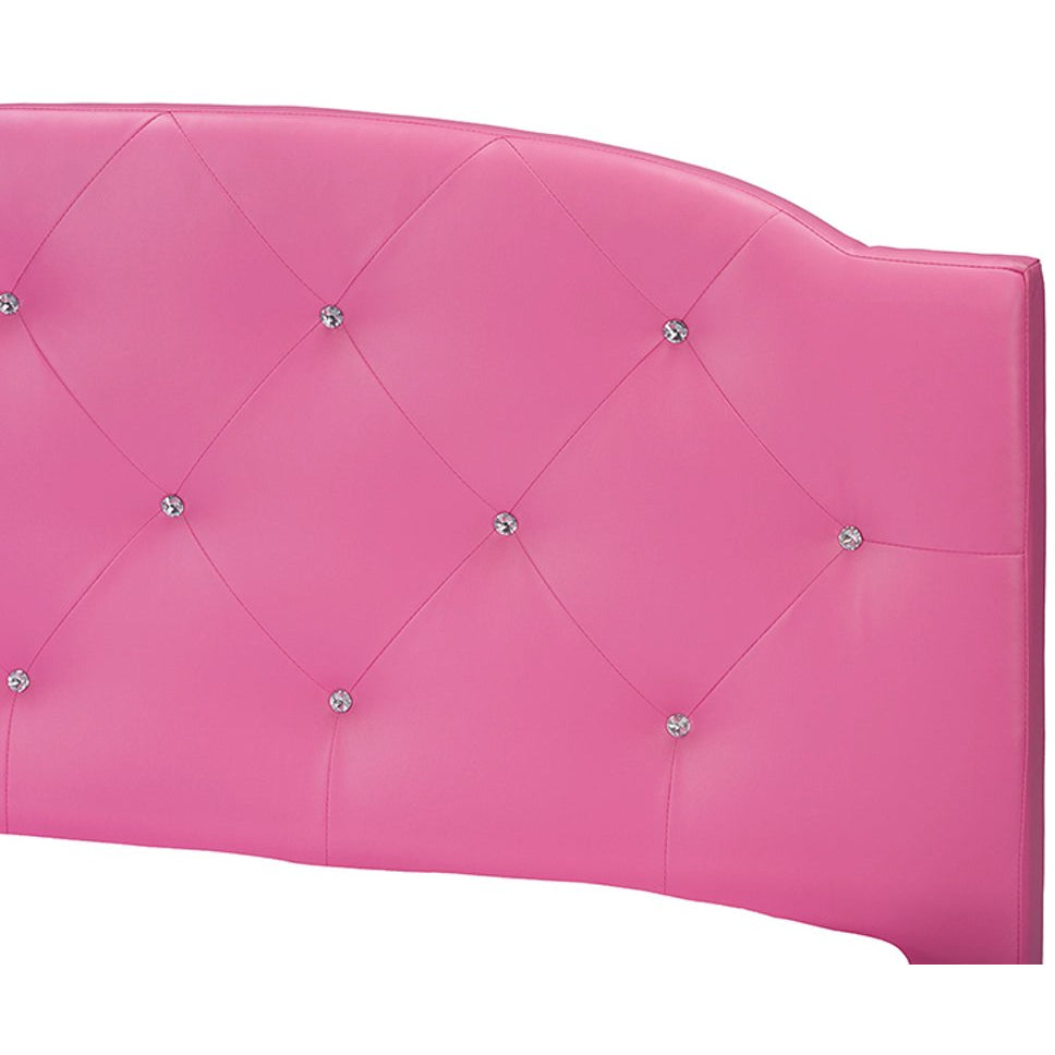 Baxton Studio Canterbury Pink Leather Contemporary Full-Size Bed Baxton Studio-Full Headboard-Minimal And Modern - 4