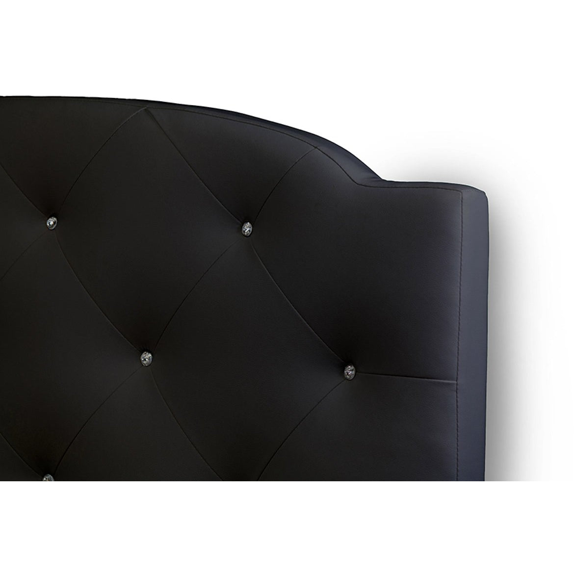 Baxton Studio Canterbury Black Leather Contemporary Queen-Size Bed Baxton Studio-Queen Headboard-Minimal And Modern - 2