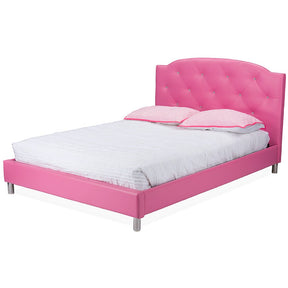 Baxton Studio Canterbury Modern and Contemporary Hot Pink Faux Leather Queen Size Platform Bed Baxton Studio-Queen Bed-Minimal And Modern - 2
